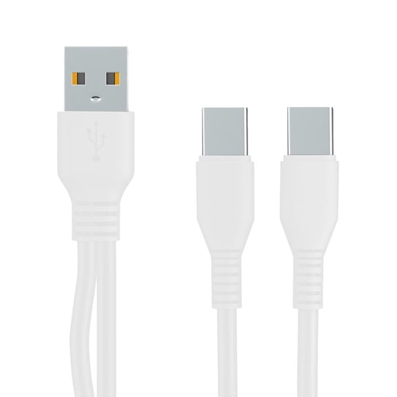 2-in-1 USB C Charging Cable, Dual Type-C Data Sync, 0.5m
