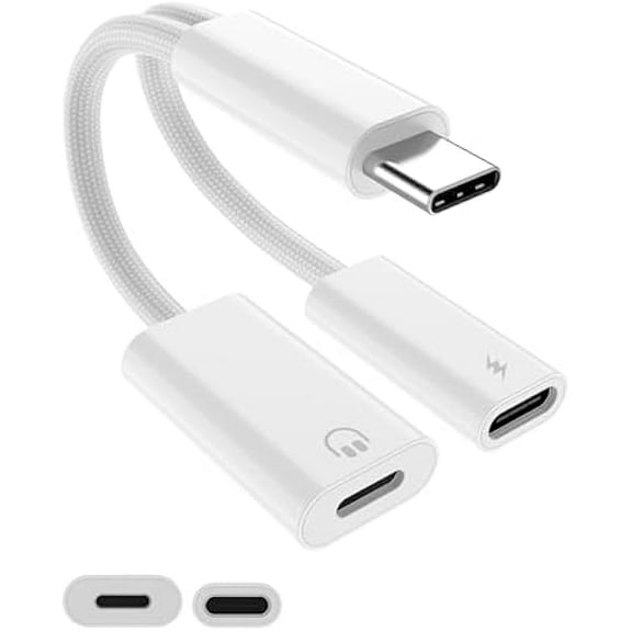 2-in-1 USB C to Lightninig Headphones Adapter & Type C Fast Charging Cable for iPhone 16 15 Pro Max iPad 10 USB-C to Lightning Earphone Jack Audio Dongle Conventer & Charger Splitter for iPad Macbook