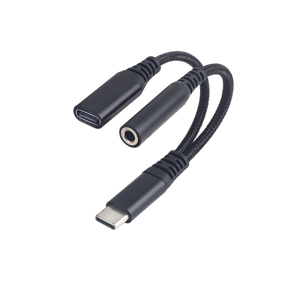 2 in 1 USB C To 3.5mm Music Charging Adapter With HiFi Chip Simultaneous Charging For Smartphones Tablets