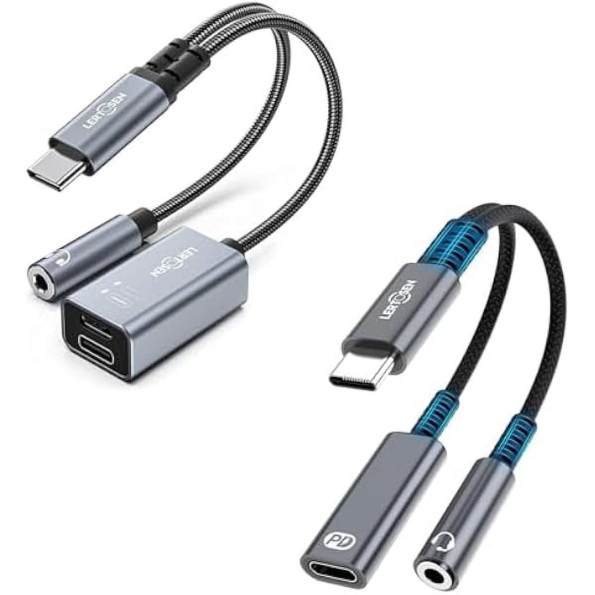 2 in 1 USB C to 3.5mm Headphone and Charger Adapter+3 in 1 USB C to 3.5mm Headphone and Charger Adapter (Bundle)
