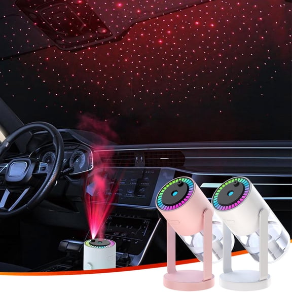 2-in-1 USB Humidifier & Star Projector Night Light - Portable LED Galaxy Projector For Car & Home, Mist Maker With Changing Lights, Year of The Horse 2026 & Travel Essential, 3.1*6.4in, Pink