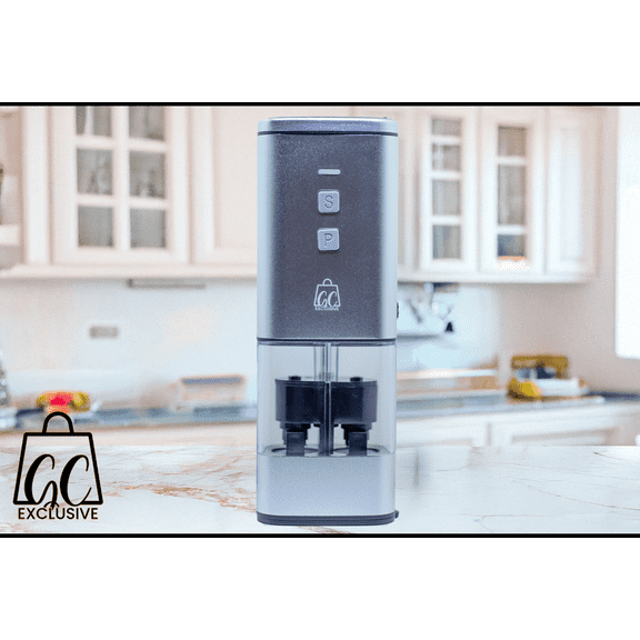 2-in-1 USB Rechargeable Salt and Pepper Grinder – Single Pack Electric Grinder with Adjustable Coarseness, LED Light, and One-Handed Operation – Neutral Color – Premium Kitchen Tool (Warm Gray)