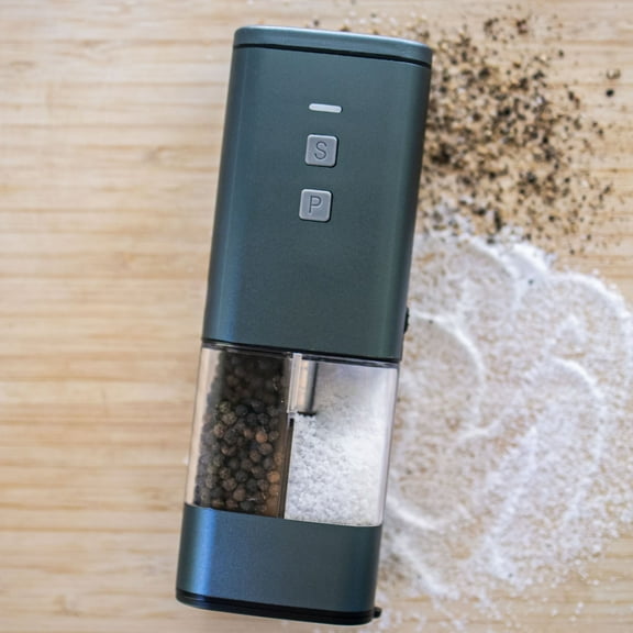 2-in-1 USB Rechargeable Salt and Pepper Grinder – Single Pack Electric Grinder with Adjustable Coarseness, LED Light, and One-Handed Operation – Neutral Color – Saturated Blue