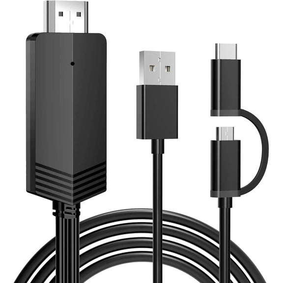 2-in-1 USB Type C Micro USB Android Phone to TV HDMI Cable, MHL to TV HDMI Adapter 1080P HDTV Mirroring & Charging Cable for Android Smartphone Tablets to Projector Monitor, 6.6ft