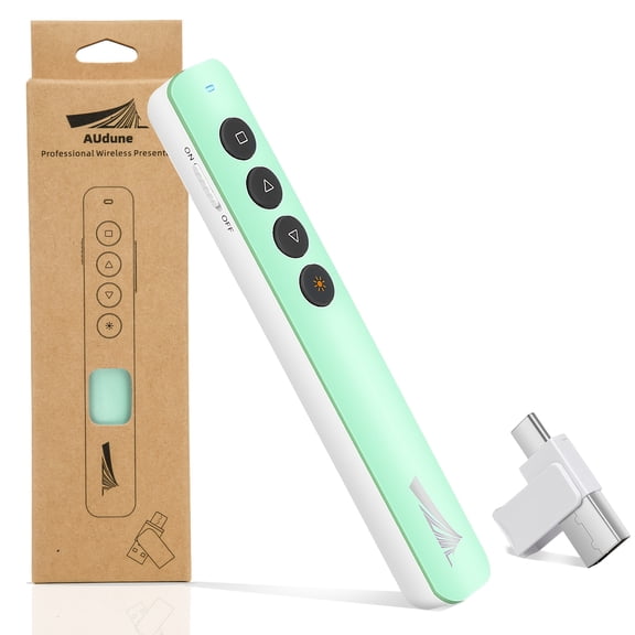 2-in-1 USB Type C Presentation Clicker with Laser Pointer, Wireless Presenter for PowerPoint Presentations PPT Clicker, 2.4GHz Presenter Remote Slider Advanced Device with Bright Red Laser Pointer