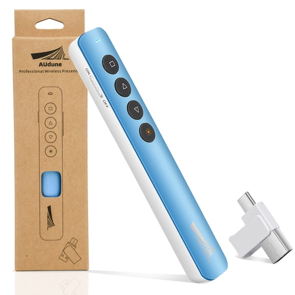 2-in-1 USB Type C Presentation Clicker with Laser Pointer, Wireless Presenter for PowerPoint Presentations PPT Clicker, 2.4GHz Presenter Remote Slider Advanced Device with Bright Red Laser Pointer