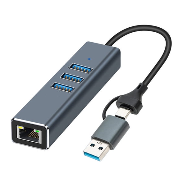 2 in 1 USB/USB-C 1Gbps Hub Docking Station USB to RJ45 1000Mbps Adapter ...