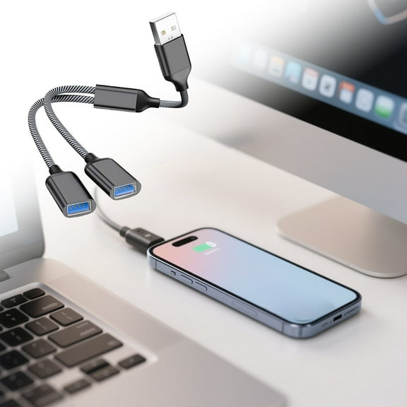 2-in-1 USB to Type-C Adapter - 480Mbps Speed, Plug-and-Play & Compact - Data Transfer/Charging for Laptops/Smartphones