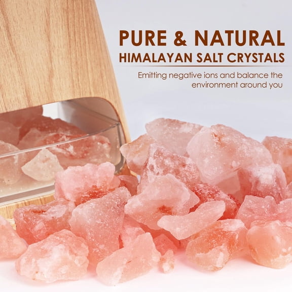 2-in-1 Ultrasonic Essential Oil Diffuser and Himalayan Salt Lamp, Aromatherapy Diffuser Cool Mist Humidifier with Auto Shut-Off, 100% Pure Himalayan Pink Salt Rock, 150ml (Wood Grain)