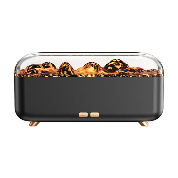 2-in-1 Ultrasonic Essential Oil Diffuser & Salt Lamp, Volcano Fire Flame Aromatherapy Diffuser Cool Mist Humidifier with Auto Off Function, Electric Diffusers For Home