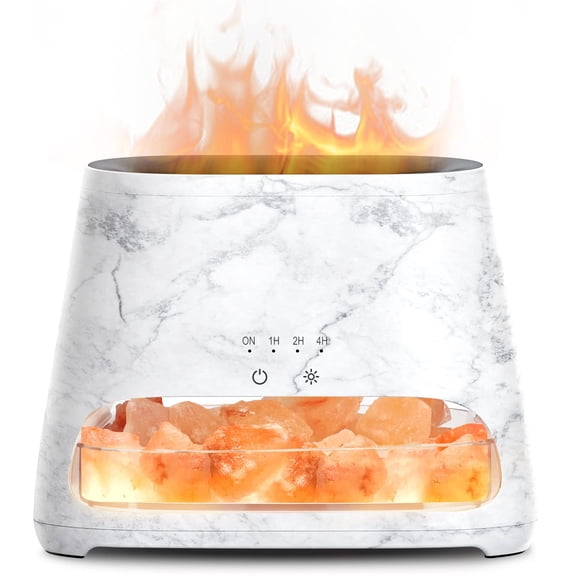 2-in-1 Ultrasonic Oil Diffuser & Himalayan Salt Lamp Cool Mist Humidifier Marble 150ml