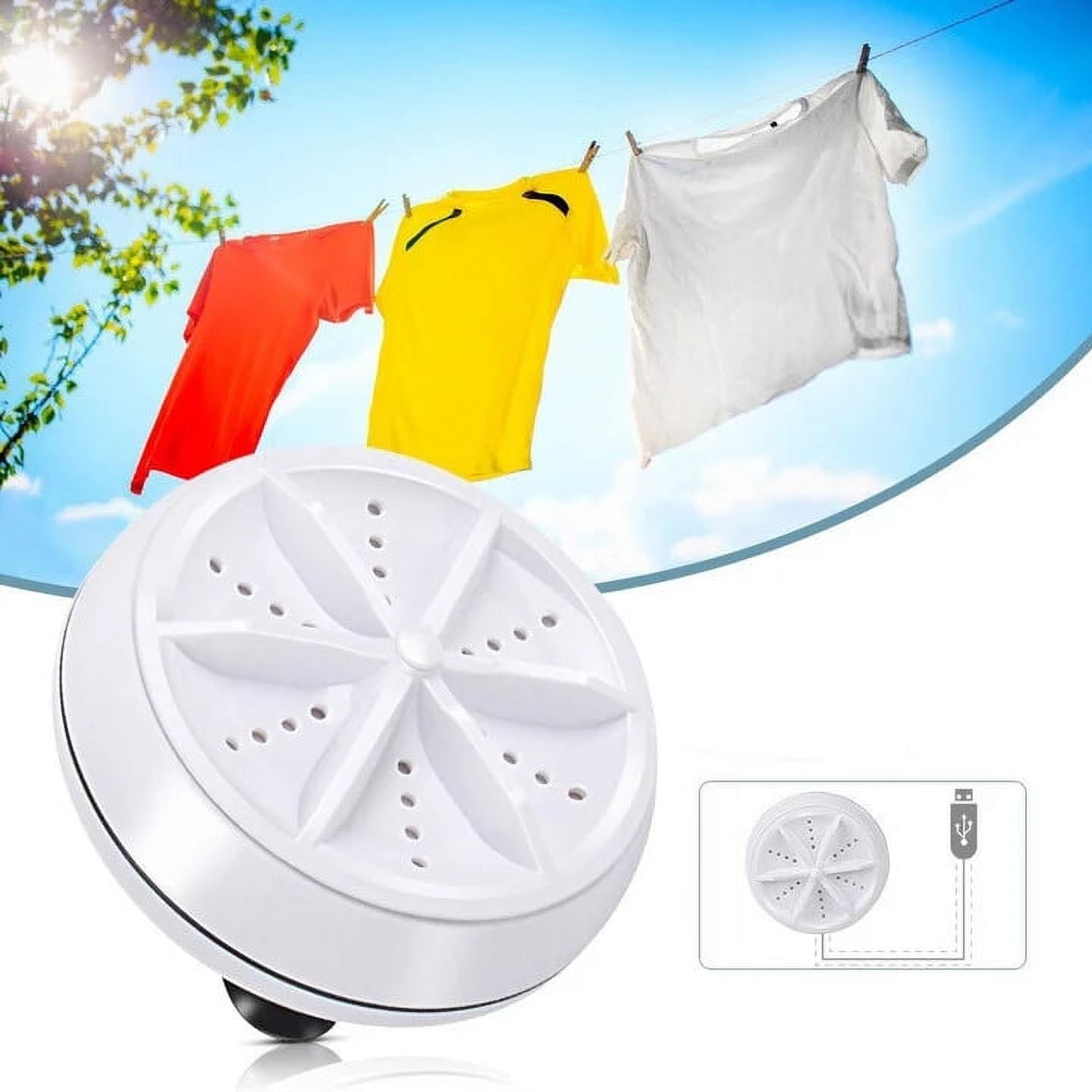 2 in 1 Ultrasonic Twin Turbo Washing Machine Laundry Portable Travel