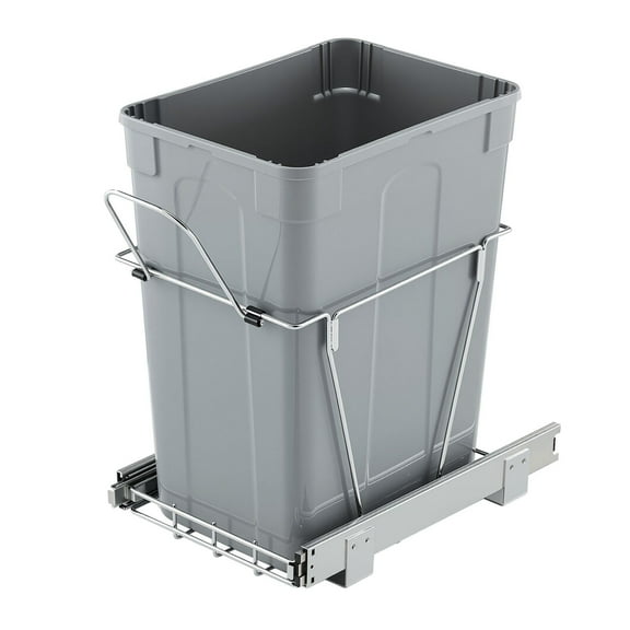 2-in-1 Under Cabinet Garbage Can, 35QT Pullout Recycling and Trash Bin with Soft-Close Hinges