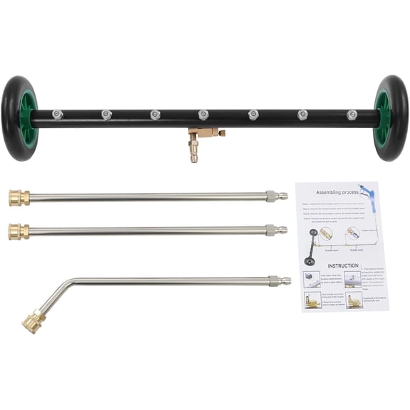 2-in-1 Undercarriage Pressure Washer Attachment,22 Inch Pressure Washer Water Broom with 7 Nozzles,Under Car Washer Cleaner with 3 Pieces Extension Wand,4000 PSI for Cars, Trucks, Driveways(Green)