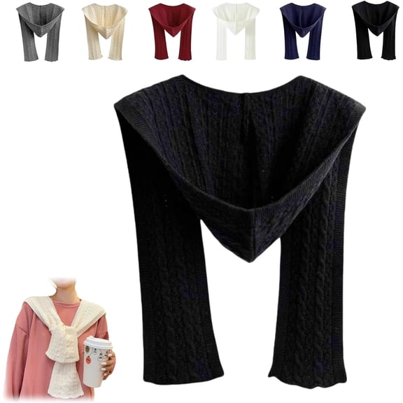 2-in-1 Unisex Hooded Scarf,Knitted Hooded Long Scarf Large Head Wrap Scarves,Lightweight Warm Shawl for Cold Weather Outdoor