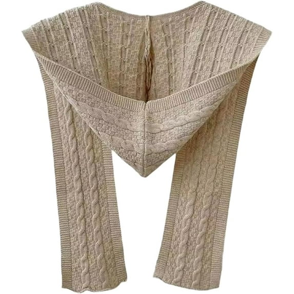 2-in-1 Unisex Hooded Scarf,Knitted Hooded Long Scarf Large Head Wrap Scarves,Lightweight Warm Shawl for Cold Weather Outdoor
