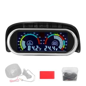2 in 1 Universal Car Digital Gauge Water Temperature Voltage Gauge Voltmeter 9-36V with 1/8NPT Sensor Fahrenheit/ Display for Car Truck SUV RV