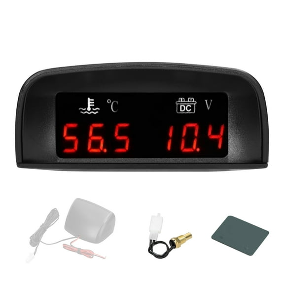 2 in 1 Universal Car Digital Gauge Water Temperature Voltage Gauge Voltmeter 9-36V with 1/8NPT Sensor for Car Truck SUV RV