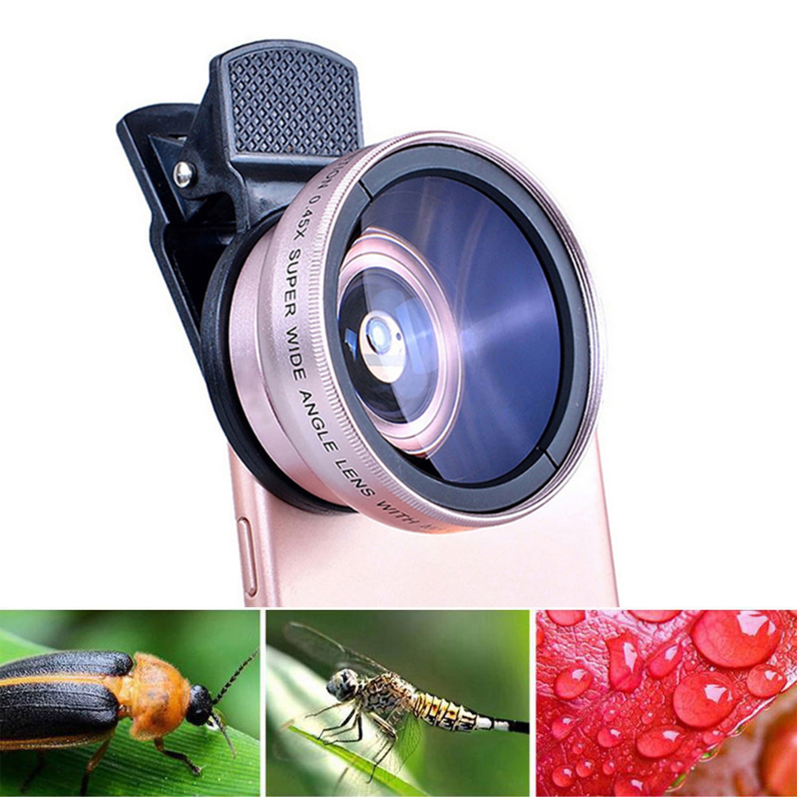 2-in-1 Universal Mobile Phone Lens Kit – 0.45X Super Wide-Angle + Macro HD Lens with UV Filter ...
