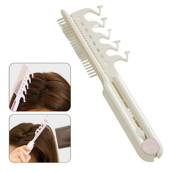 2-in-1 V-Shape Volumizing Hair Brush for High Crown & Cover Gap, Straightening Styling Comb, Portable for Fine Flat Hair,White