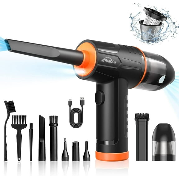 2-in-1 Vacuum Cleaner，Compressed Air Duster Blower，100000 RPM & 10 Kpa Cordless Car Hoover, Portable Handheld Keyboard Cleaner Kit for PC Computer Desk Dust Cleaning