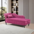 thumbnail image 1 of 2-in-1 Velvet Storage Chaise Lounge Ottoman with Solid Wood Legs & Button Tufting, Burgundy, Bedroom/Living Room Lounge Bench with Lumbar Support Pillow, 1 of 6
