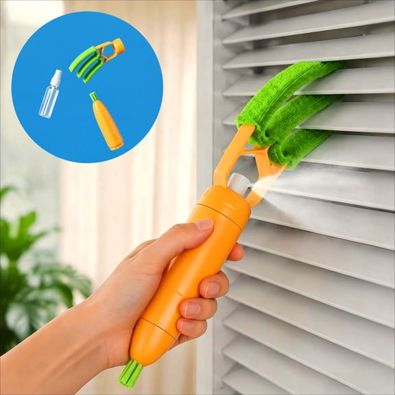 2-in-1 Vent Cleaning Brush with Built-In Spray Bottle for AC Vents Window Blinds Car Air Shutter Slats, Detachable Reusable Gap Dust Cleaner Compact Storage Home Automotive Vent Duster Tool