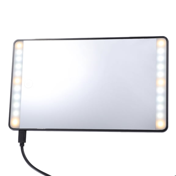 2-in-1 Visor Vanity Rear View Makeup Desk Mirror Rechargeable Touch on Screen for Car Truck SUV Black
