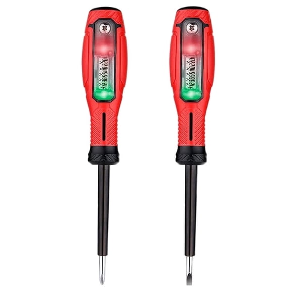 2-in-1 Voltage Tester Screwdriver 3-500V AC Contact Voltage Measurement and Non-Contact Detector Pen Phillips Head LCD Display Red