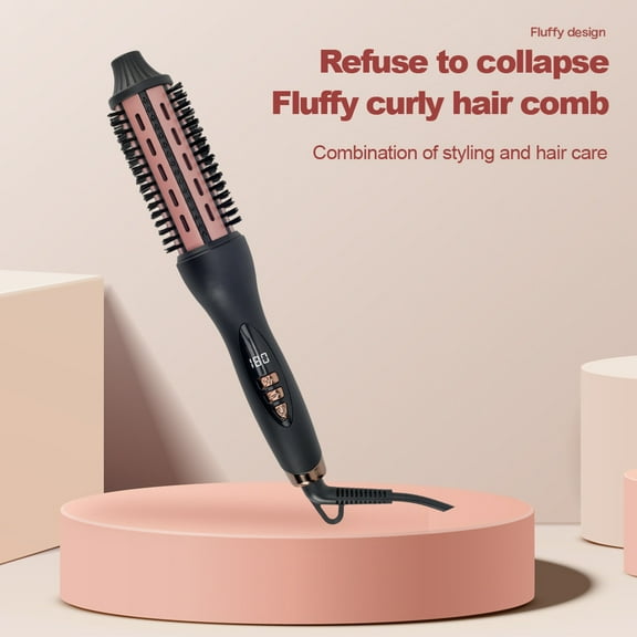 2-in-1 Volumizing Hot Brush and Hair Straightener Comb with Infrared Technology, Professional Ionic Hair Styler for Frizz-Free Blowouts, Curls, and Sleek Straight Styles