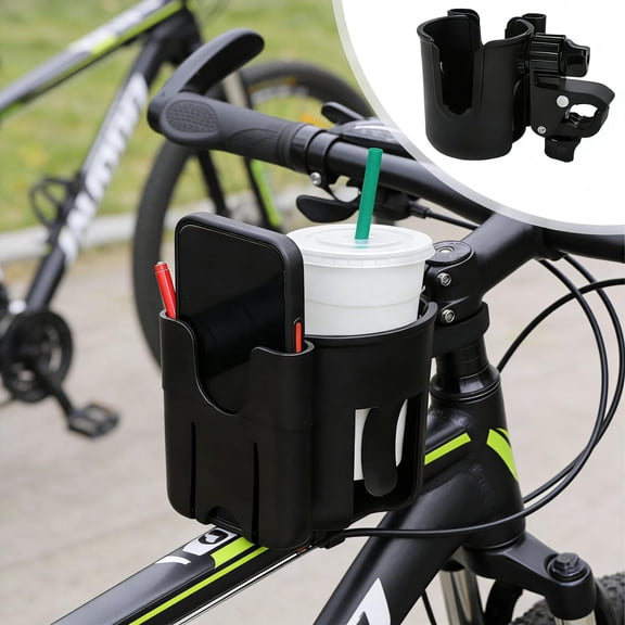 2-in-1 Walker Cup Holder with Phone Holder, Universal Wheelchair Cup Holder, Rollator Cup Holder, Cup Phone Holder for Walker, Wheelchair, Rollator, Mobility Scooter, Black