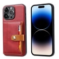thumbnail image 1 of 2 in 1 Wallet Back Cover for iPhone 13 Pro PU Leather Magnetic Clasp Back Case Cover with Card Holder Pocket Slim Phone Cases for iPhone 13 Pro - Red, 1 of 6