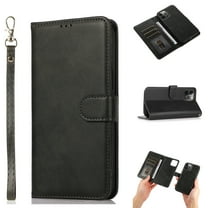 2-in-1 Wallet Case for iPhone 14 Pro (6.1") 2022, Allytech Vegan PU Leather Magnetic Detachable Shockproof Hand Strap Flip Folio Stand Protective Case for iPhone 14 Pro 5G, Black