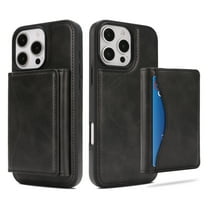 2-in-1 Wallet Case for iPhone 15, RFID Blocking PU Leather with Magnetic Detachable 9 Card & Cash Slots, Kickstand Shockproof Protective Classic Slim Cover for Women & Men, Black