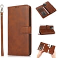 thumbnail image 1 of 2-in-1 Wallet Case for iPhone 16 Pro (6.3") 2024, Allytech Vegan PU Leather Magnetic Detachable Shockproof Hand Strap Flip Folio Stand Protective Case for iPhone 16 Pro, Brown, 1 of 5