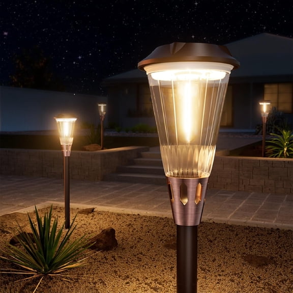 2-in-1 Warm&Cool Solar Pathway Lights Outdoor, 2 Solar Garden Lights IP65, /Off Outdoor Light for Yard Garden Walkway Landscape Lighting
