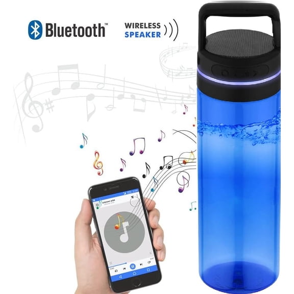 2-in-1 Water Bottle with Wireless Bluetooth Speaker, 24oz BPA-Free Hydration Bottle with Built-in Music Speaker Blue