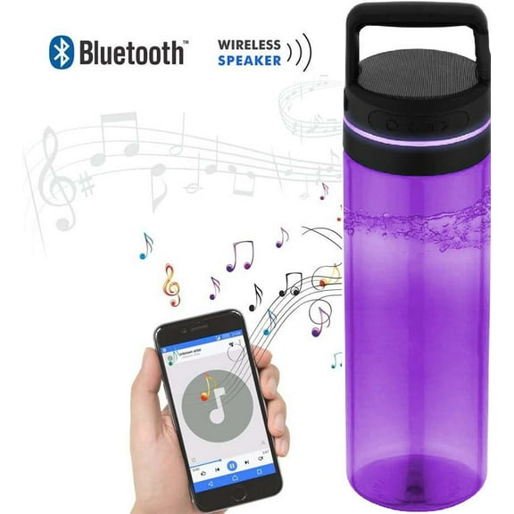 2-in-1 Water Bottle with Wireless Bluetooth Speaker, 24oz BPA-Free Hydration Bottle with Built-in Music Speaker Purple