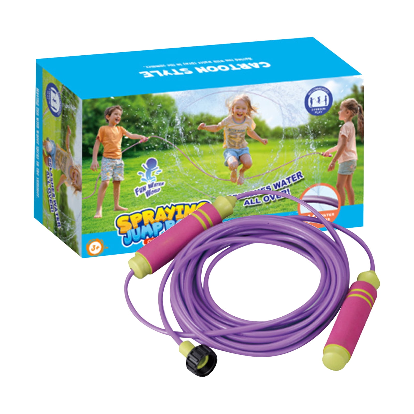 2 in 1 Water Sprinkler Rope , 26.2 ft Outdoor Yard Sprinkler Game with 12 Spray Holes, Summer Backyard Beach Lawn Party Water Play Purple