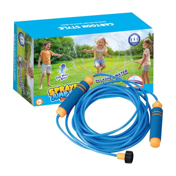 2 in 1 Water Sprinkler Rope , 26.2 ft Outdoor Yard Sprinkler Jump-Rope Game with 12 Spray Holes, Summer Backyard Beach Lawn Party Water Play Blue