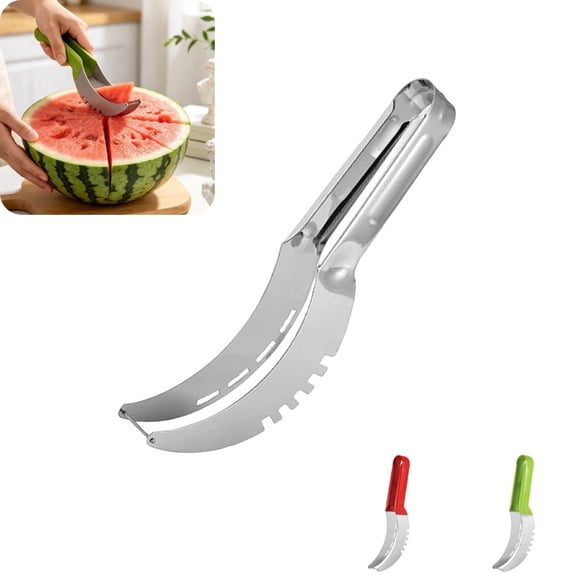 2-in-1 Watermelon Slicer Cutter Tool for 1” Cubes & Slices – Stainless Steel Watermelon Cutter Knife for Fast Fruit Cutting – Melon Slicer for Watermelon, Cantaloupe, Papaya, Honeydew, BBQ & Picnics