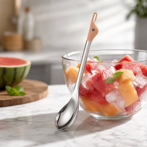 2-in-1 Watermelon Spoon 8 Inch, 304 Stainless Steel Dual-End Scoop for Fruit Serving, Rustproof Kitchen Utensil for Home Dining, Dishwasher Safe