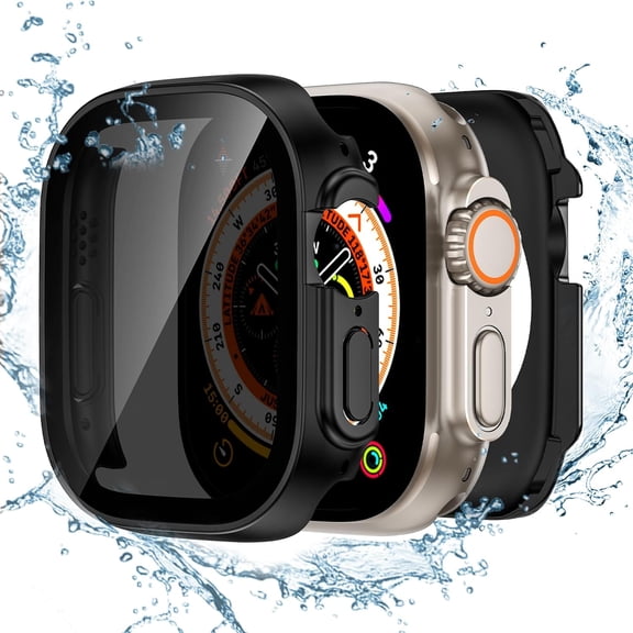 2-in-1 for Waterproof Apple Watch Ultra 3/Ultra 2/Ultra Screen Protector Case 49mm, iWatch Protective PC Face Cover Built-in Privacy Tempered Glass Film [26 Anti Spy] [360 Full Protection]