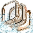 thumbnail image 1 of 2-in-1 Waterproof Bling Case Compatible for Apple Watch Screen Protector 40mm 41mm 42mm 44mm 45mm 46mm Ultra 49mm Series 10 9 8 7 6 5 4 SE 2, Glitter Rhinestone Face Cover for iWatch Accessories, 1 of 7