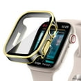 thumbnail image 1 of 2-in-1 Waterproof Case for Apple Watch Screen Protector,Fit For iWatch Series 6/5/4/SE 40mm,Built-in Tempered Glass Film Face Protective & PC Bumper Cover Ultra-Thin Case,Black + Gold, 1 of 6