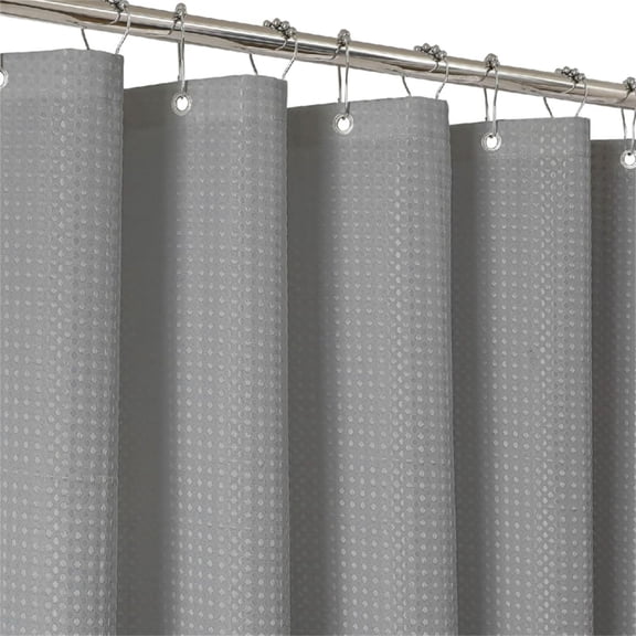 2-in-1 Waterproof Fabric Shower Curtain - No Separate Liner Needed, Hotel-Style Waffle Weave, Effortless Cleaning & Washable Bathroom Shower Curtain Set,72Wx72H,Grey