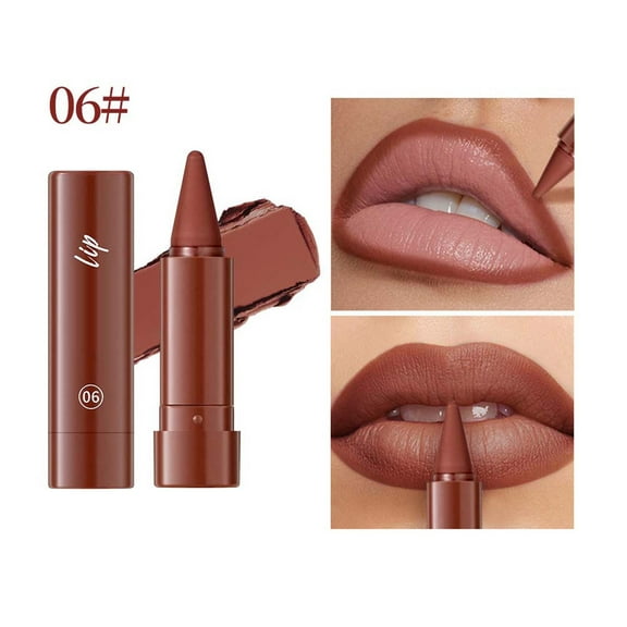 2 in 1 Waterproof Lipstick, Matte Nude Dark Brown Red Lip Liner Creamy Lip Pencil Crayon, High Pigmented Long lasting Lipstick Makeup