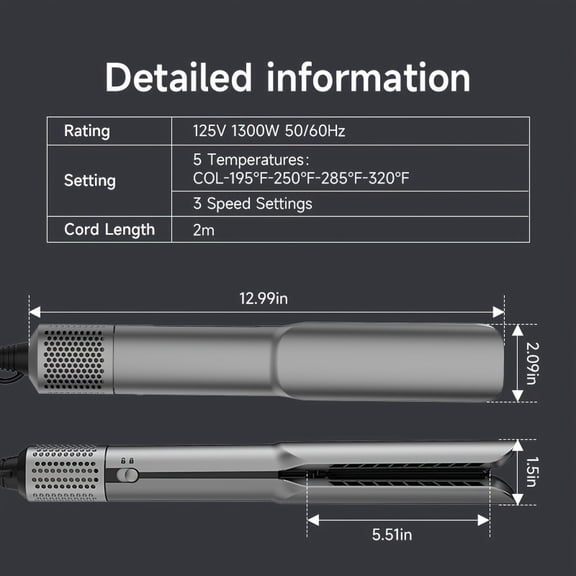 2-in-1 Wet-to-Dry Hair Dryer & Straightener, High-Speed Airflow, LCD Display, Auto Shutoff, Easy Styling Hot Air Styler