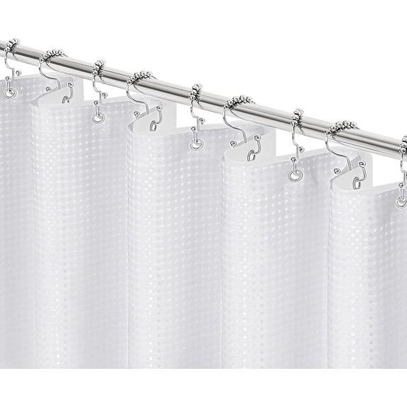 2 in 1 White Shower Curtain Set with PEVA Liner, 72 x 72