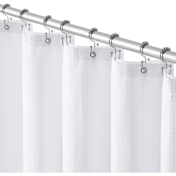 2 in 1 White Shower Curtain Set with PEVA Liner, 72 x